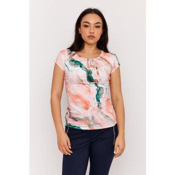   Bogyós női póló, kerek nyakú női felső bogyókkal és kivágással,mintás,XL,Tara x Viktori