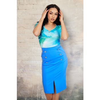   Selina women’s skirt – high-waisted, button-front pencil skirt with front slit