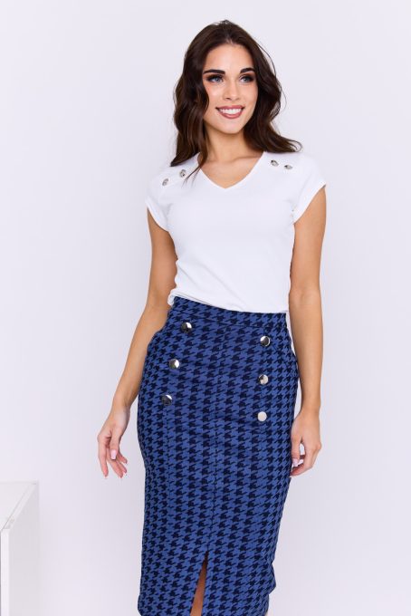 Selina women’s skirt – high-waisted, button-front pencil skirt with front slit