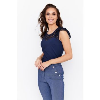 BRENKA lace panel women's top