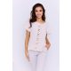Tallula női blúz csipkebetéttel és gumis aljjal – elegáns, rövid ujjú felső,púder,S,Tara X Viktori