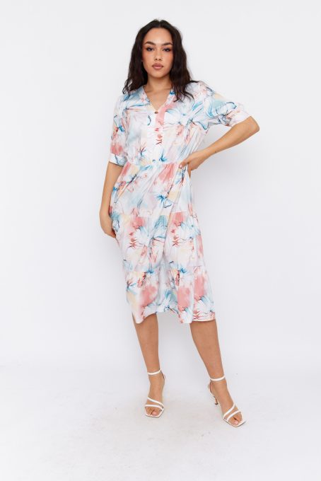 Muse női ruha V-nyakú gumis derekú ruha,mintás,S,Tara x Viktori