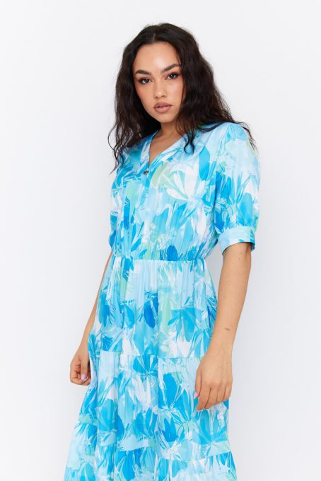 Muse női ruha V-nyakú gumis derekú ruha,mintás,M,Tara x Viktori