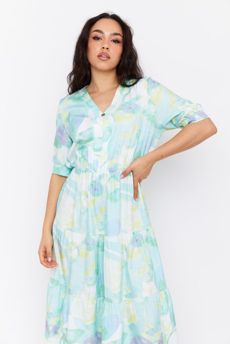 Muse női ruha V-nyakú gumis derekú ruha,mintás,S,Tara x Viktori