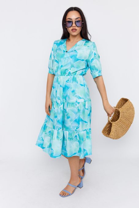 Muse női ruha V-nyakú gumis derekú ruha,mintás,S,Tara x Viktori