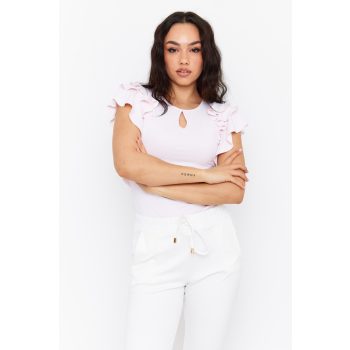   ODETTA fodros vállú elegáns női felső,púder,S,Tara X Viktori