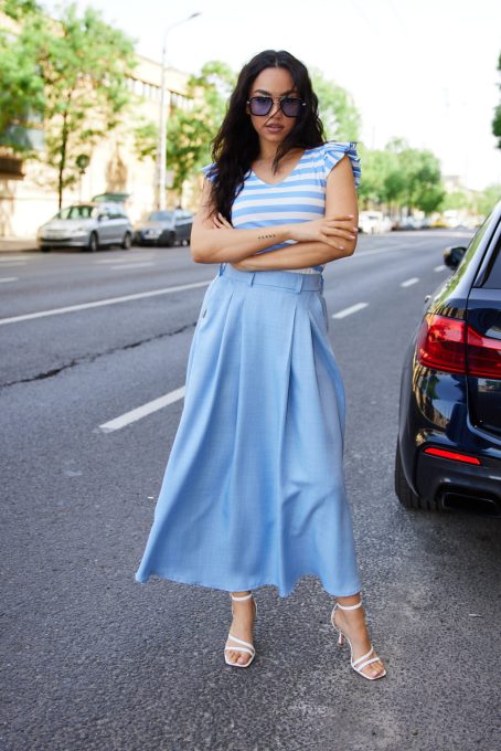 KARIN A-line long women’s skirt with pockets and elastic back