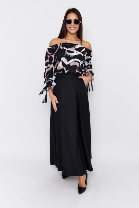 KARIN A-line long women’s skirt with pockets and elastic back