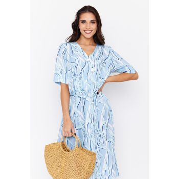   Sofi women’s dress – V-neck wrap dress with button front, elastic waist and belt