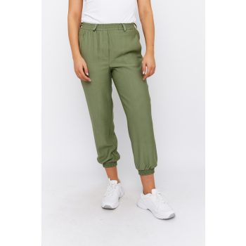   Elvira Women's Linen-Effect Jogger Pants – Comfortable Elastic Waist Summer Trousers with Pockets