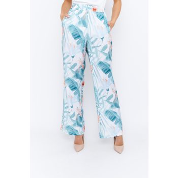   TAORMINA women's pants – elastic waist, wide-leg trousers with pockets, patterned