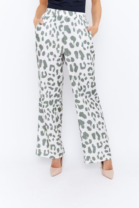 TAORMINA women's pants – elastic waist, wide-leg trousers with pockets, patterned