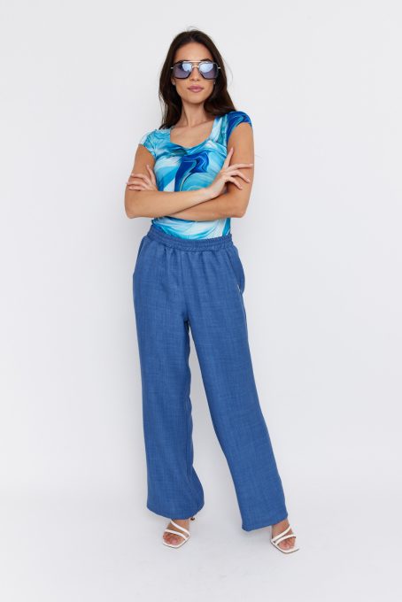 AORMINA women’s wide-leg summer trousers with pockets and elastic waistband