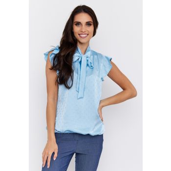   SHELBY women’s blouse – Tie-neck, elastic hem, abstract patterned tunic