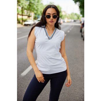   NIKKI női ujjatlan póló,V-nyakú, passzés nyakkivágású,világoskék,M,Tara X Viktori