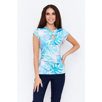 Emily Printed Women's Top with Teardrop Cutout