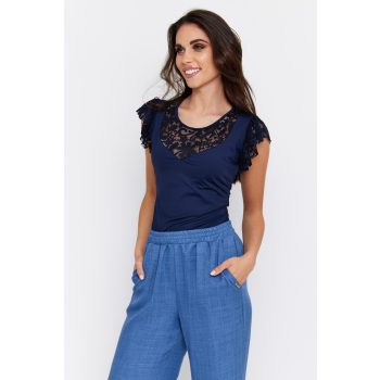 BRENKA lace panel women's top