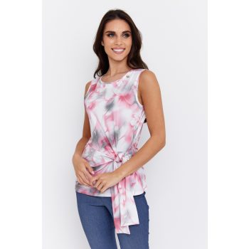   IVOLA women’s top – Sleeveless floral blouse with side tie 