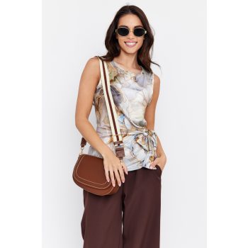   IVOLA women’s top – Sleeveless floral blouse with side tie 