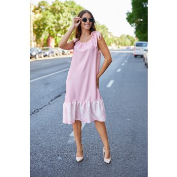   FIRENZE women’s summer dress – sleeveless dress with tie shoulder and printed ruffle hem