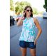 SUNNY női ujjatlan top– gumis aljú, fodros nyakú, elegáns felső,mintás,L-XL,TaraxViktori