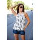 SUNNY női ujjatlan top– gumis aljú, fodros nyakú, elegáns felső,mintás,L-XL,TaraxViktori