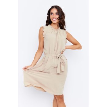   JULES ruffled neckline and sleeve summer dress with waist tie
