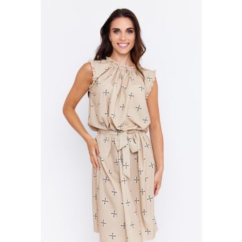   JULES ruffled neckline and sleeve summer dress with waist tie