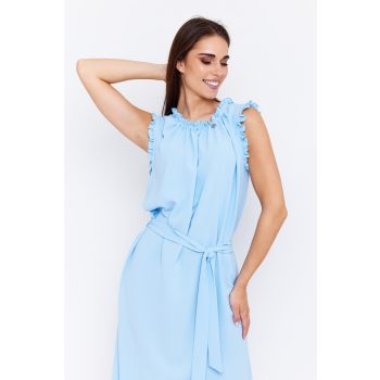   JULES ruffled neckline and sleeve summer dress with waist tie