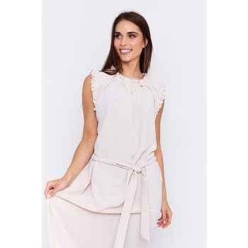   JULES ruffled neckline and sleeve summer dress with waist tie