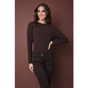   BONA-női-póló-gumis-nyakú-poliamid-felső,barna,S,Tara X Viktori