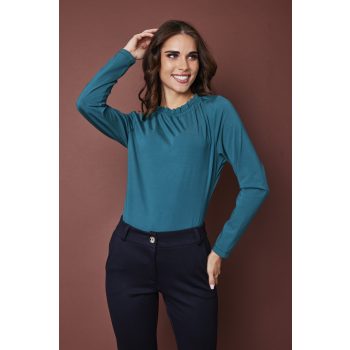   BONA-női-póló-gumis-nyakú-poliamid-felső,kék,S,Tara X Viktori