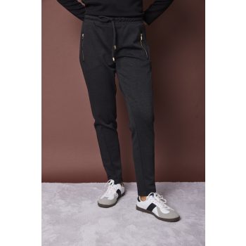   ISA sportos női nadrág cipzáras zsebekkel és széles passzés szárral,sötétszürke,S,Tara X Viktori