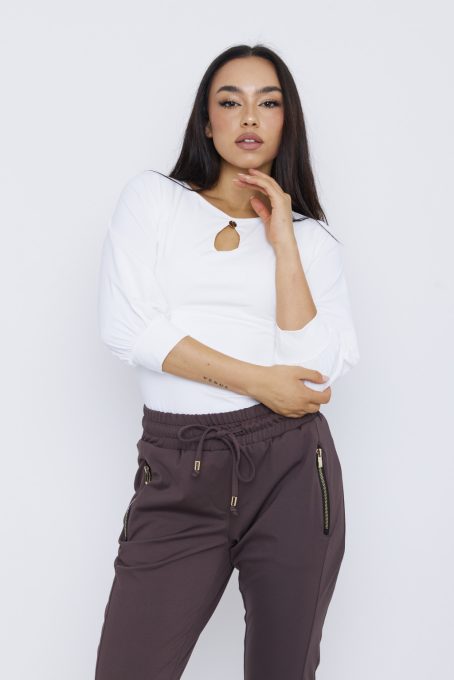 ADDISON női póló – csepp kivágásos, puffos ujjú,fehér,XL,Tara X Viktori