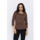 SPRING női póló – csónaknyakú, csillámos pánttal,barna,M,Tara X Viktori