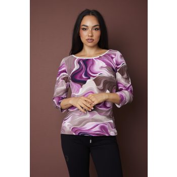   SPRING női póló – csónaknyakú póló, egyszínű pánttal,mintás,S,Tara X Viktori