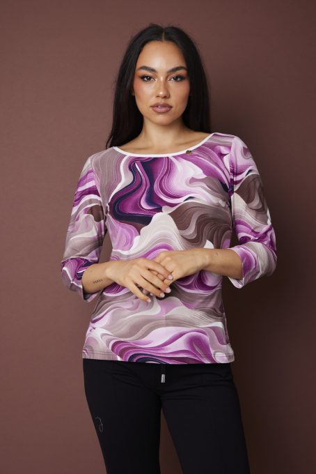 SPRING női póló – csónaknyakú póló, egyszínű pánttal,mintás,S,Tara X Viktori