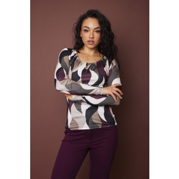   BOGYÓS női póló, kerek nyakú női felső bogyókkal és kivágással,mintás,S,Tara X Viktori