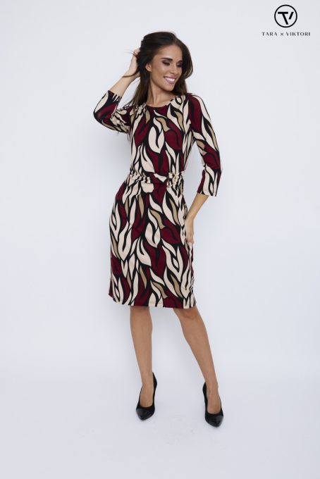 NATASHA női ruha – kerek nyakú, oldalt csattal díszített ruha,mintás,XL,TaraxViktori