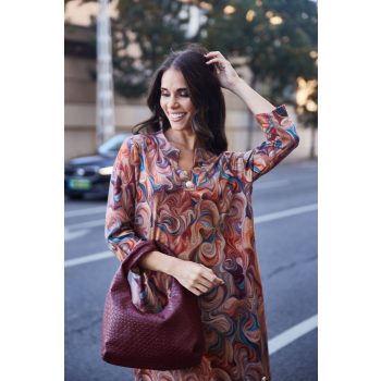   Ludmilla női tunika ruha, V-nyakú és V-aljú bővebb fazon,mintás,L, Tara x Viktori