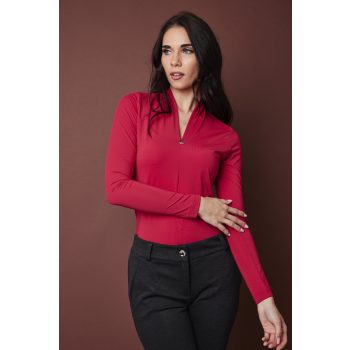   VIOLA női magasított V-nyakú póló – málna,S,Tara X Viktori