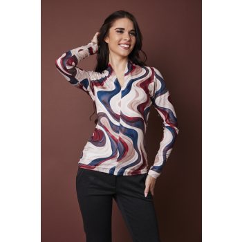   VIOLA női magasított V-nyakú póló – mintás,S,Tara X Viktori