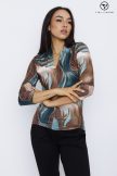 VIOLA női magasított V-nyakú póló – mintás,XL,Tara X Viktori