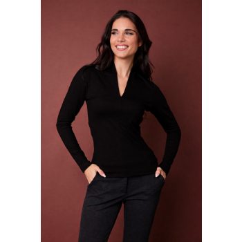   VIOLA női magasított V-nyakú póló –fekete,S,Tara X Viktori