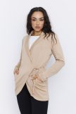 JAMILA női kardigán – galléros, oldalt megkötős, kényelmes szabású,bézs,S,Tara X Viktori