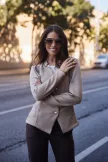 MIA női álló galléros blézer – elegáns,gombos,bézs,S,Tara X Viktori