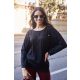 SAZZIE női felső– paszpolos szatén díszítéssel,csipkebetétes,fekete,L,Tara X Viktori