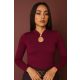 DEVYN női felső orosz gallérral és csepp kivágással – elegáns, hosszú ujjú póló,bordó,XL,Tara X Viktori
