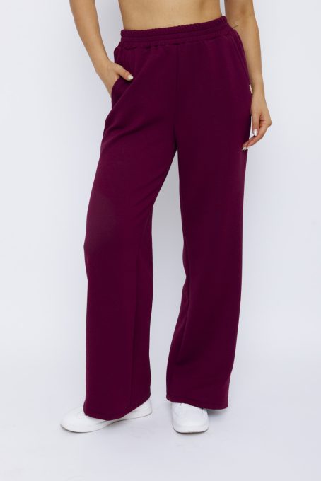 TAORMINA női nadrág – Gumis derekú, bő szárú nadrág svédzsebbel,bordó,XL,Tara X Viktori