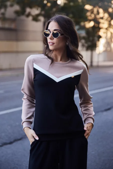 Imola női pulóver – V-betétes sportos elegancia,XL,Tara X Viktori